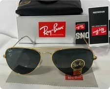 Image of New Ray-Ban RB3025 Aviator Sunglasses Gold Frame Glass Lens 58 mm