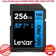 Image of Lexar Professional 256GB SDXC Memory Card 800x UHS-I U3 V30 150MB/s