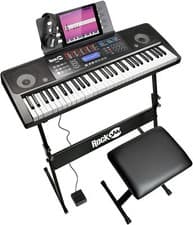 Image of RockJam RJ761-SK 61 Keyboard Piano Kit 61 Key Digital Piano Keyboard Bench