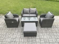 Image of Fimous Wicker PE Rattan Garden Furniture Set with Outdoor Sofa Reclining Chairs