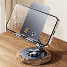 Image of Metal Cell Phone Holder Stand 360°Rotatable Desktop Tablet Holder Stand Foldable