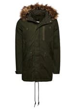 Image of SUPERDRY MILITARY FAUX FUR PARKA JACKET OLIVE GREEN SIZE SMALL 36”-38” CHEST NEW