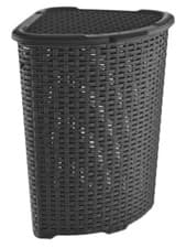 Image of Corner Plastic Laundry Basket Lid Large Rattan Washing Clothes Storage Hamper