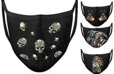 Image of Face mask Reusable Biker Halloween Rock Metal Punk Sugar Skull Washable Mask