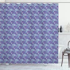 Image of Floral Shower Curtain Purple Tones Chrysanthemum