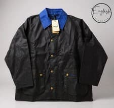 Image of Barbour Reese Bedale Wax Jacket Men’s Size 40 Navy / Tartan