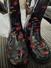 Image of Ladies Size 5 Floral Calf Length Wellington Boots With Slight Adjustable Back