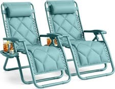 Image of Set of 2 XXL Zero Gravity Chairs Reclining Garden Lounger Heavy Duty