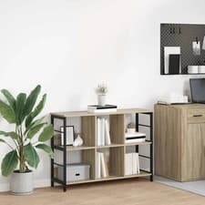 Image of WALPLUS Bookshelf Sonoma Oak 102x32x72.5 cm Engineered Wood Storage Unit
