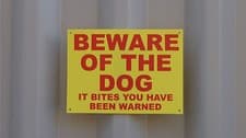 Image of Beware Of The Dog It Bites You Have Been Warned Safety Security A5 Sign/Sticker