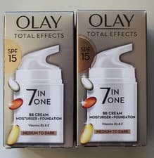 Image of 2 x Olay Total Effects 7 in 1 BB Cream Moisturiser + Foundation SPF 15 50ml
