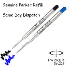 Image of 2X GENUINE PARKER BALLPOINT REFILL MEDIUM in BLACK or BLUE