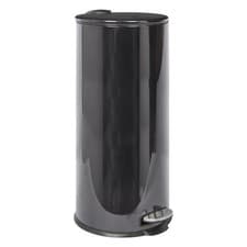 Image of 1x Black 30L Round Stainless Steel Kitchen Pedal Bin Rubbish Waste Dustbin