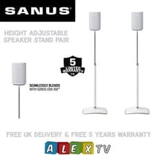 Image of White SANUS Pair of Height-Adjustable Speaker Stands WSSE1A2 For Sonos Era 100™