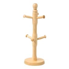 Image of Mug Tree Rack Holder 6 Hook Peg Wooden Hanging Tea Cup Coffee Kitchen Storage