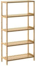 Image of CASARIA Bamboo Standing Shelf Unit 5 Tier Brown Dimensions: 130 x 60 x 26 cm