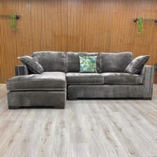 Image of ‘Chelsea’ Chaise Corner Sofa Brown Chenille Fabric Large Left Hand Facing NEW