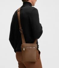 Image of HUGO BOSS Highway All Leather Zip Bag 50529289 Brown