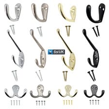 Image of Hat & Coat Hooks Wall Mounted – Black, Chrome, Brass, Satin – Robe Hanger Hook