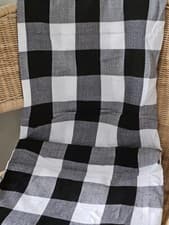 Image of Vintage Black White Gingham Check Maasai Shuka Wrap Picnic Throw Style Acrylic