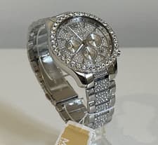 Image of michael kors mk6976 layton silver tone crystal pav 42mm ladies chronograph watch