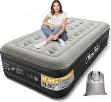 Image of OlarHike Single Airbed XL , Inflatable Air Mattress with Built-in Pump, Blow Up.