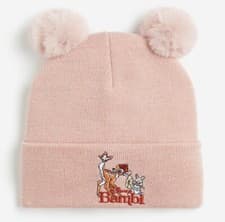 Image of H&M Bambi Thumper Pom Pom Beanie Unisex 6-10 Years Old Pink New Hat