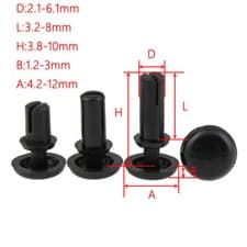 Image of Push-In Rivets Plastic Rivet Trim Clips Fasteners Black Nylon 2mm to 6mm for DIY