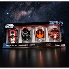 Image of Star Wars Zak Designs 4pc 16oz Pint Glass Set Rebel Alliance Kylo Ren X-Wing