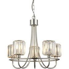 Image of Multi Arm Hanging Ceiling Pendant Light Bright Nickel & Clear Glass 5x 6W E14