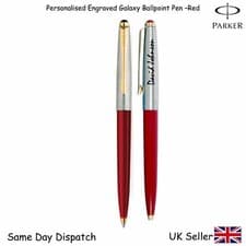 Image of PERSONALISED ENGRAVED PARKER GALAXY PEN BALLPOINT-GIFTBOX- BLACK BLUE RED SILVER