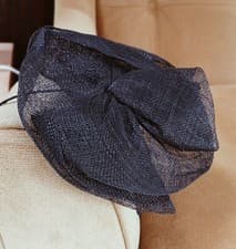 Image of BNWT Monsoon Accessorize Hair Fascinator Headband Navy Blue Sinamay Bow Circle