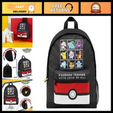 Image of Kids Anime Backpack - Pikachu Bookbag for School, Sports & Gifts - Black/Red