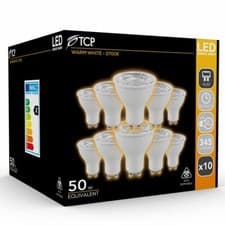 Image of 10x TCP 345lm 4.5W 50W Warm White 2700K GU10 LED Spotlight Bulbs (Pack of 10)