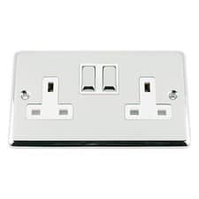Image of 13 Amp Double Wall Socket 2 Gang in Polished Chrome Classic Style