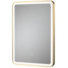 Image of Hudson Reed Brushed Brass Framed Bathroom Mirror & Touch Sensor 700mm x 500mm
