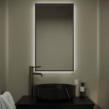 Image of Rectangular Black Backlit Heated Bathroom Mirror with Lights 700 x 400m TAUMB400