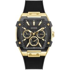 Image of Guess Men's Watch Phoenix Quartz Day-Date Black Dial Silicone Strap GW0956G2