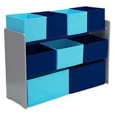 Image of Delta Children Deluxe Multi-Bin Toy Organizer with Storage Bins, Grey/Blue Bins