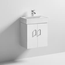 Image of Nuie Mayford Wall Hung 2-Door Vanity Unit with Basin 450mm Wide - White