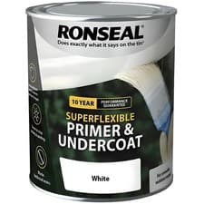 Image of Ronseal Super Flexible Primer and Undercoat 750ml White for Wood uPVC