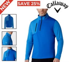 Image of Callaway Mens Aquapel Mixed Media 1/4 Zip Golf Pullover - Light Lapis °