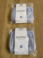 Image of 2 X Stasher Silicone Reusable Storage Bag, Stand-Up Mid Food Meal Prep -Lavender