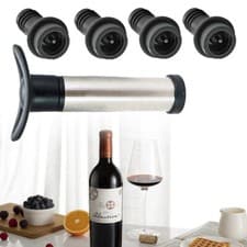 Image of Wine Saver Pump with 4 Vacuum Bottle Stoppers Stainless Steel Vacuum Fresher