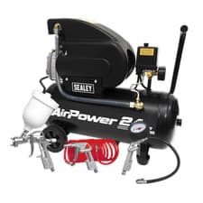 Image of Sealey Compressor 24L Direct Drive 2hp With 4pc Air Accessory Kit SAC2420APK