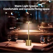Image of Touch Control Metal Table Desk Lamp Rechargeable Cordless Dimmable Light Black