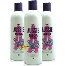 Image of 3x Aussie Mega Shampoo 300ml For Everyday Cleaning With Blue Mountain Eucalyptus
