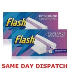 Image of Flash Power Mop 16 Refill Cleaning Pads Absorbent Cloths Powermop uk seller