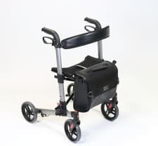 Image of NRS Compact Easy Plus 4-Wheel Rollator Walker Lightweight Foldable Silver S50608