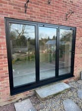 Image of External Black Folding Doors | 3 Panel Aluminium Set